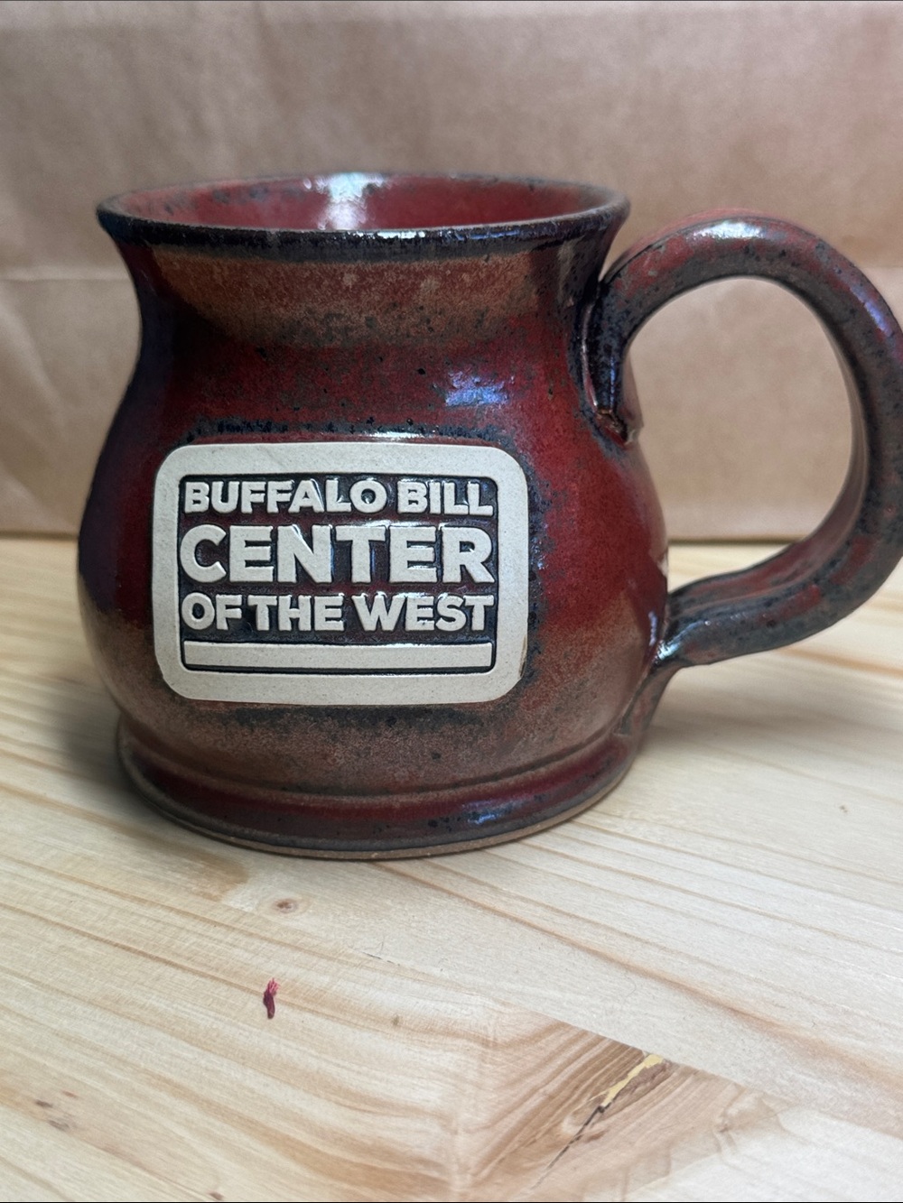 Buffalo David Bitton Red and Brown Ceramic Coffee Mug